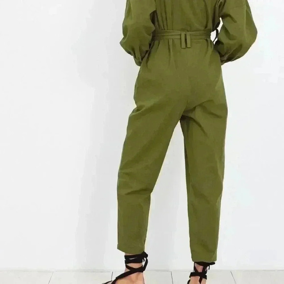 Apiece Apart Green Kiva Levante Jumpsuit Pant Flight Suit Belted Women’s 4 Vogue - Picture 7 of 14